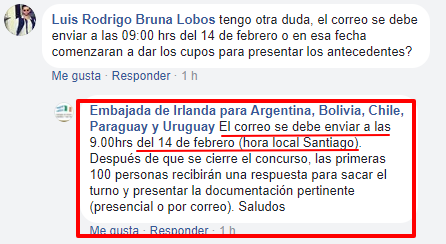 Enviar el email el día 14/Feb a partir de las 9 AM hora de CHILE.